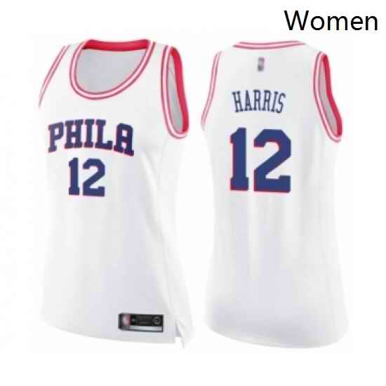 Womens Philadelphia 76ers 12 Tobias Harris Swingman White Pink Fashion Basketball Jersey